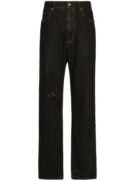 Pantaloni drepti Dolce & Gabbana negri
