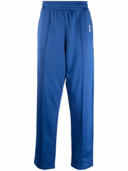 Pantaloni drepti Isabel Marant albastri din bumbac organic si polyester
