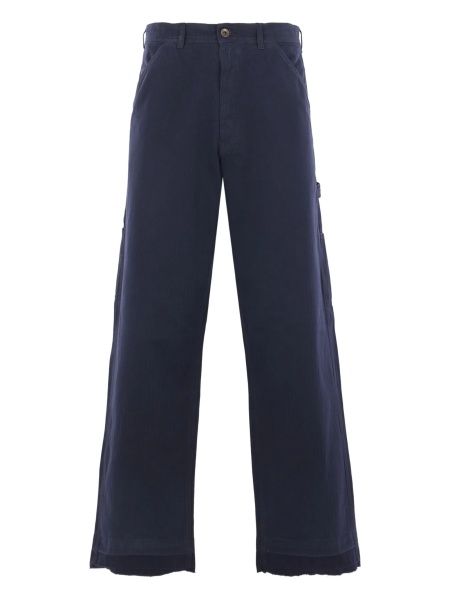 Pantaloni drepti Maison Margiela albastri din bumbac