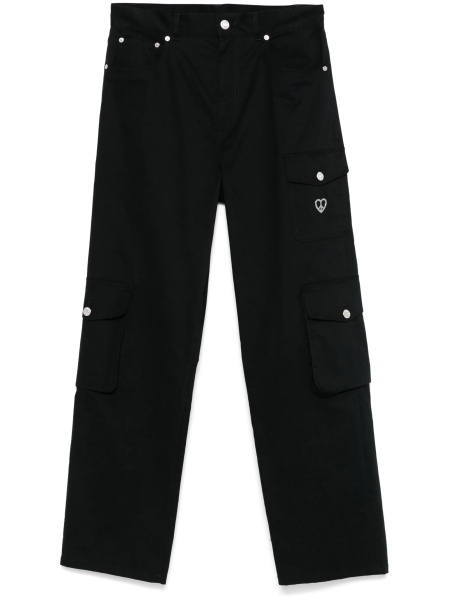 Pantaloni drepti MOSCHINO JEANS negri din elastan si bumbac