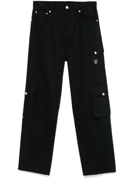Pantaloni drepti MOSCHINO JEANS negri din elastan si bumbac