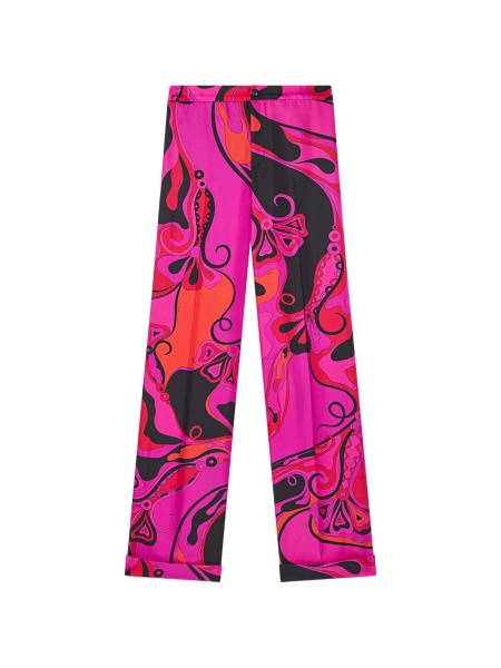 Pantaloni drepti PUCCI roz din matase