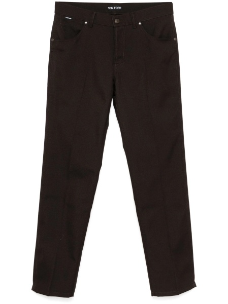 Pantaloni drepti Tom Ford maro din lana si polyester