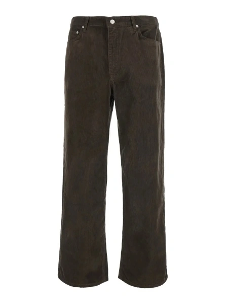 Pantaloni DUNST maro din catifea reiata