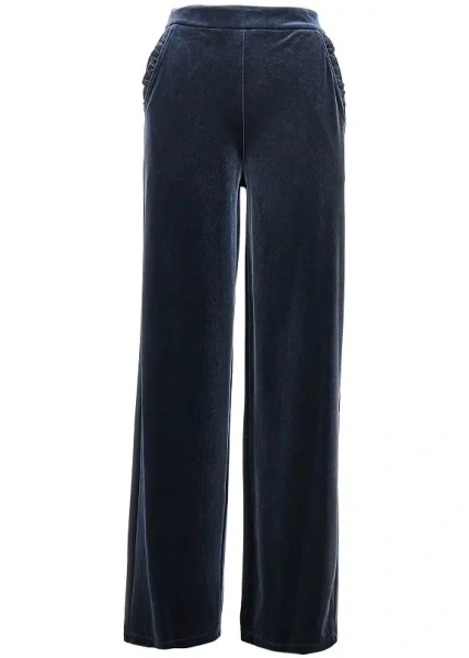 Pantaloni Emporio Armani albastri din chenille