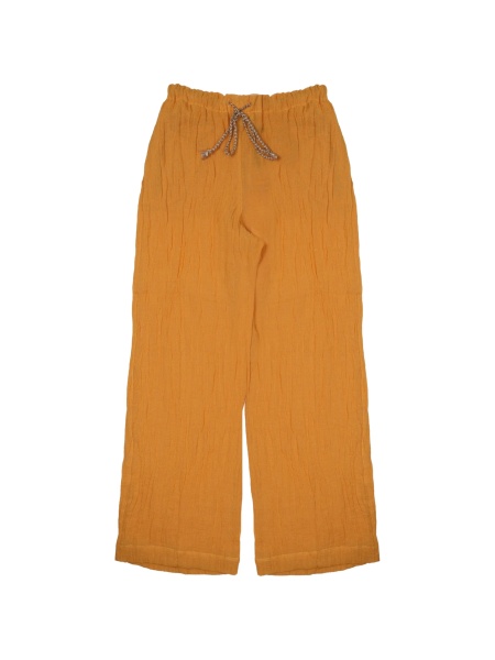 Pantaloni evazati 120% LINO portocalii din in si bumbac