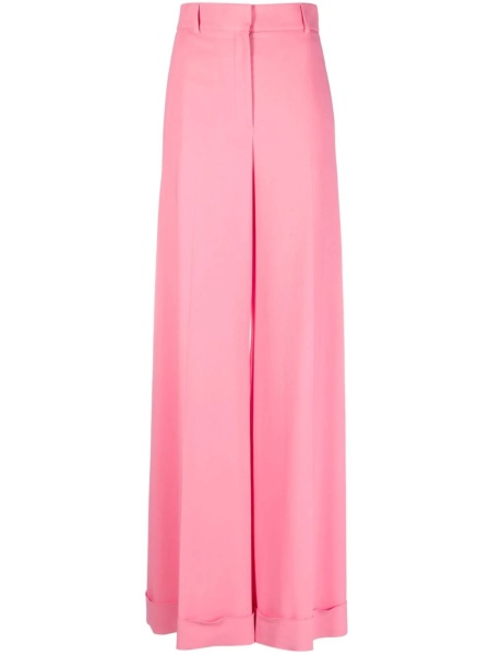Pantaloni evazati Moschino roz din vascoza si elastan
