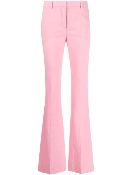 Pantaloni evazati Versace roz din lana