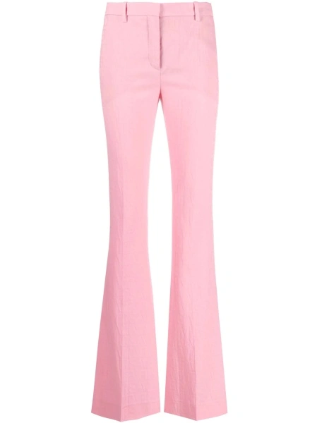Pantaloni evazati Versace roz din lana