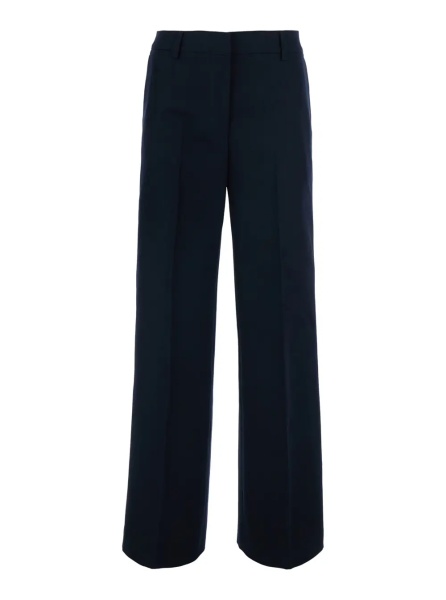 Pantaloni 'Francoise' Blue Pants with a welt pocket on the back in Blend wool and cotton for women