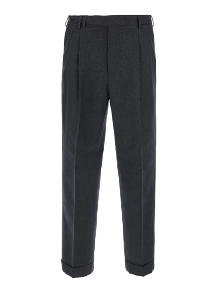 Pantaloni Grey Pants with Belt Loops and Front Pleats in Fabric for Men