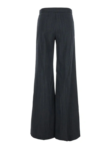 Pantaloni Grey Pants with button closure and wide leg in fabric for women