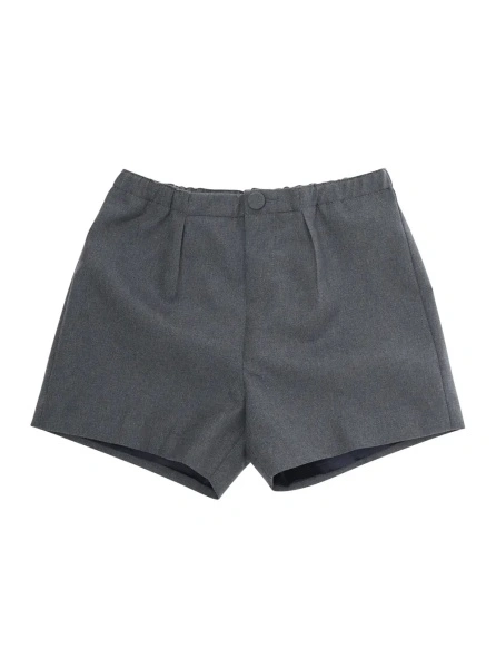 Pantaloni Grey Shorts with Elastic Waist and Logo Lettering in Fabric Baby
