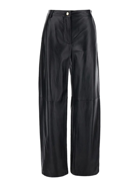 Pantaloni 'Legno' Black Pants with Button and Zip Closure at the Front in Leather for Women