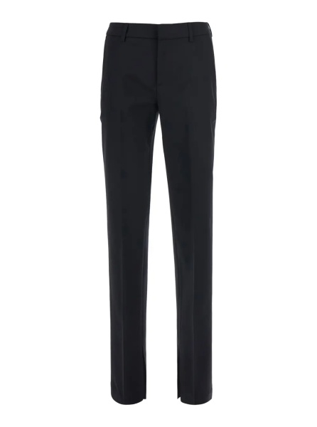 Pantaloni 'London' Black Pants with hidden front closure in blend wool for women