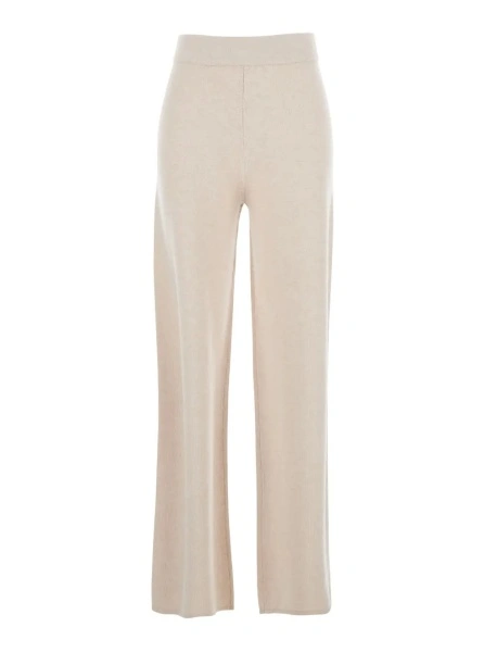 Pantaloni MaxMara Studio bej din lana 'Mortitz'
