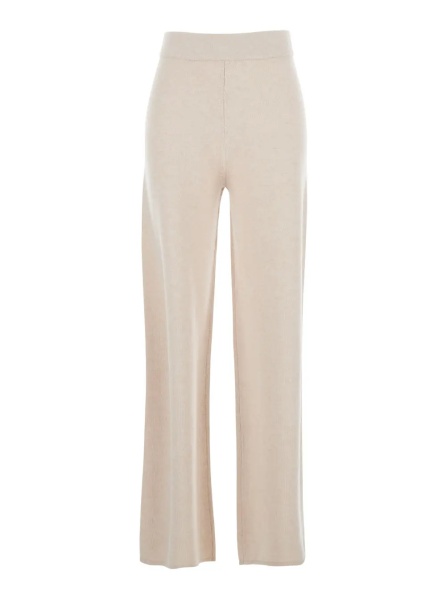 Pantaloni 'Mortitz' Beige Trousers with Elastic Waist in Wool Blend Woman