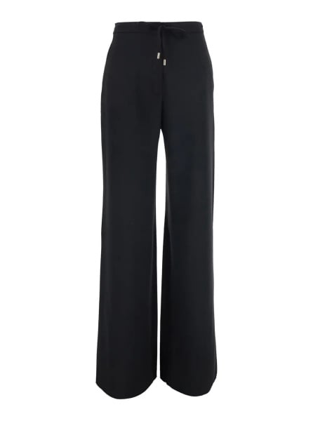 Pantaloni Pants with pockets and straight hem in black tech fabric for women