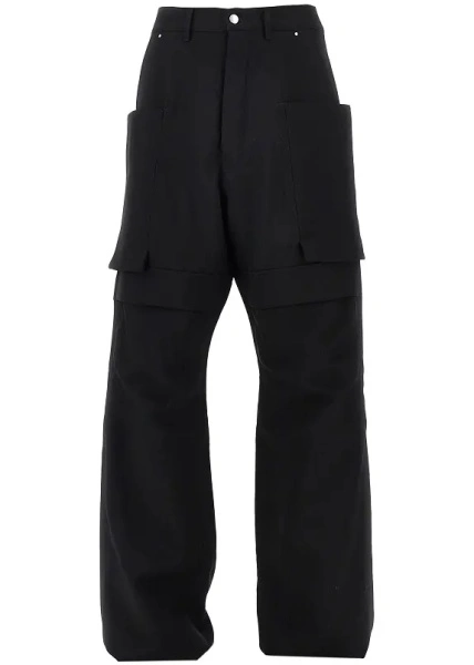 Pantaloni Rick Owens negri din lana si canvas
