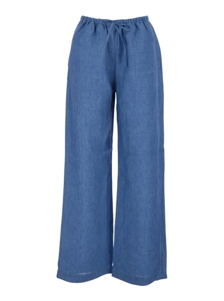Pantaloni ROHE albastri din in