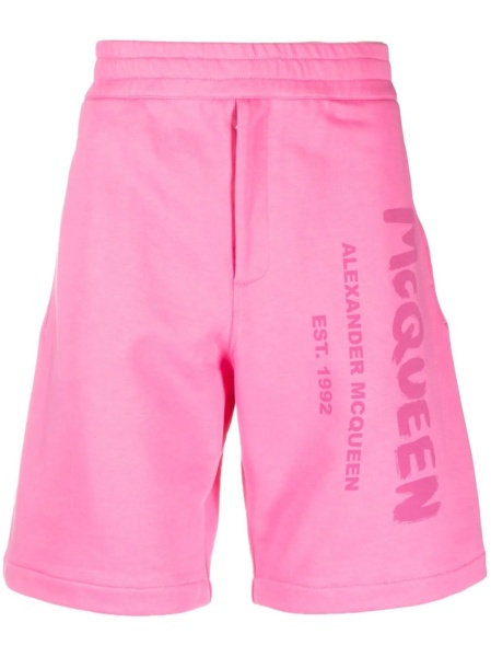 Pantaloni scurti Alexander McQueen roz din bumbac