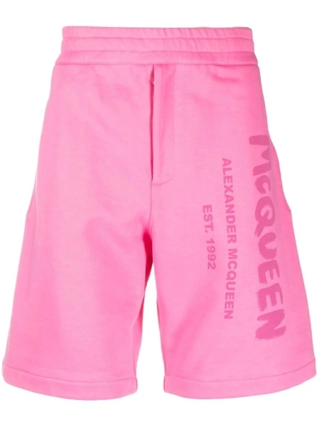 Pantaloni scurti Alexander McQueen roz din bumbac