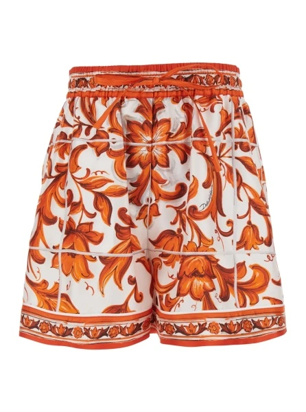 Pantaloni scurti Dolce & Gabbana portocalii din matase