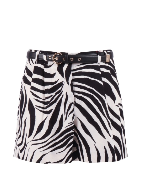 Pantaloni scurti MaxMara Studio albi din in si bumbac