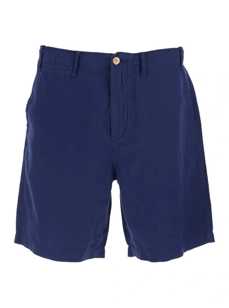 Pantaloni scurti Ralph Lauren albastri din in si bumbac