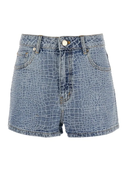 Pantaloni scurti Self-Portrait albastri din denim si bumbac