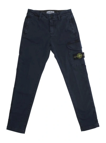 Pantaloni Stone Island albastri din bumbac