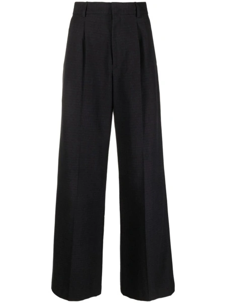Pantaloni talie inalta Isabel Marant albastri din bumbac si vascoza