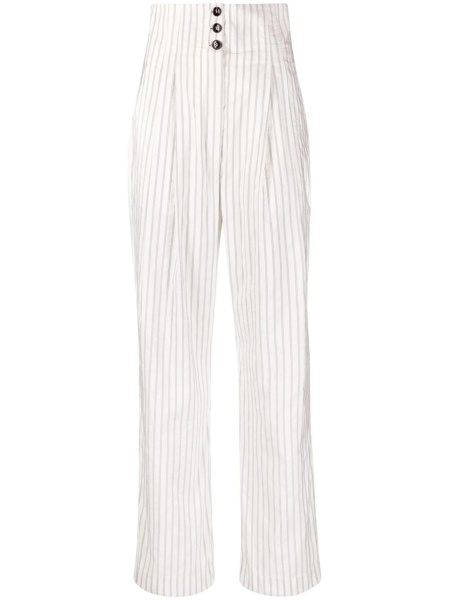 Pantaloni talie inalta Philosophy albi din bumbac si polyester