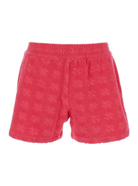 Pantaloni 'Terry' Pink Shorts with Elastic Waist and All-Over Logo Embroidery in Cotton Blend Stretch Woman