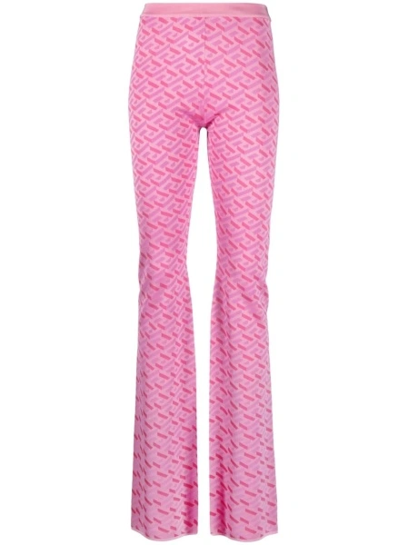 Pantaloni tricotati Versace La Greca roz