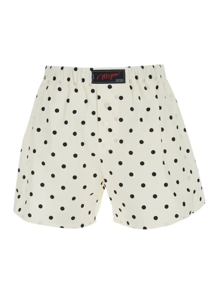 Pantaloni White Shorts with All-Over Polka Dot Print in Cotton for Women