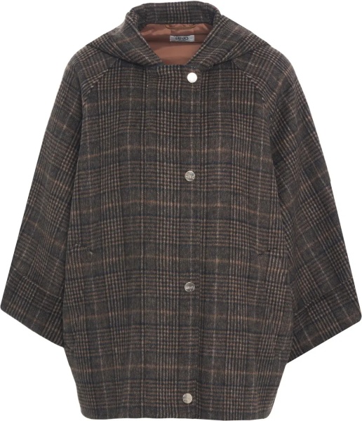 Poncho Jacket with checkered pattern