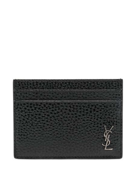Portofel Saint Laurent negru din piele si alama