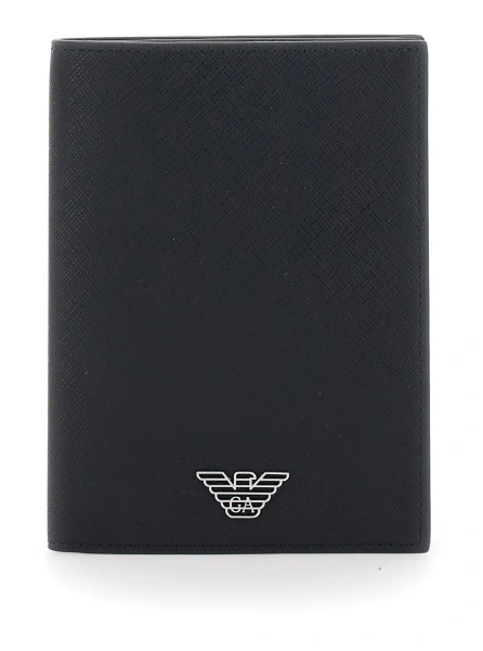 Portofele black Cardholder with metallic logo on the front in tech fabric for men