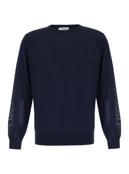 Pulover blue Crewneck sweater in wool for men
