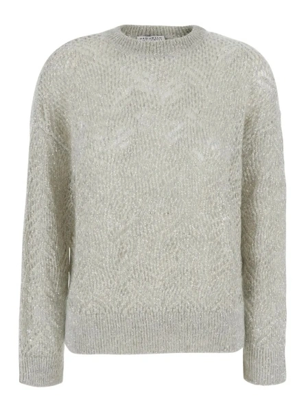 Pulover Brunello Cucinelli gri din lana