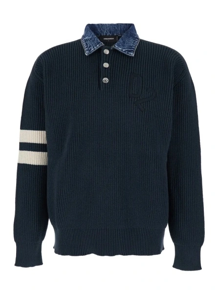 Pulover DSQUARED2 albastru din bumbac