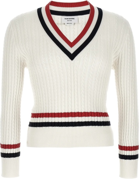 Pulover Intarsia cable-knit V-neck Sweater