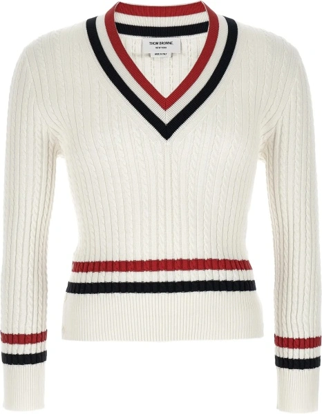 Pulover Intarsia cable-knit V-neck Sweater