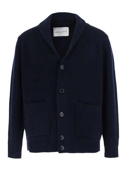 Pulover Lapel Jacket ML Blue with Notched Revers and Button Closure in Wool Men