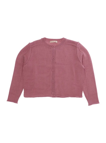 Pulover pink Sweater with embroidered logo on the front in wool Blend for Girl