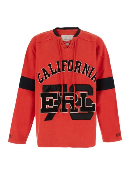 Pulover Red unisex cotton sweatshirt with round neck and long sleeves