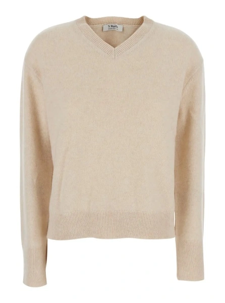 Pulover 'S MAXMARA bej din casmir