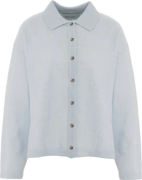 Pulover Soft Goat albastru din casmir 'Brushed'