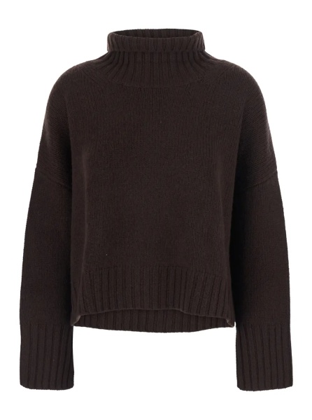Pulover Sweater GIRLFRINDED TURTLENECK with high collar and long sleeves in brown cashmere women
